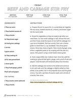 Image of one recipe page from the meal plan