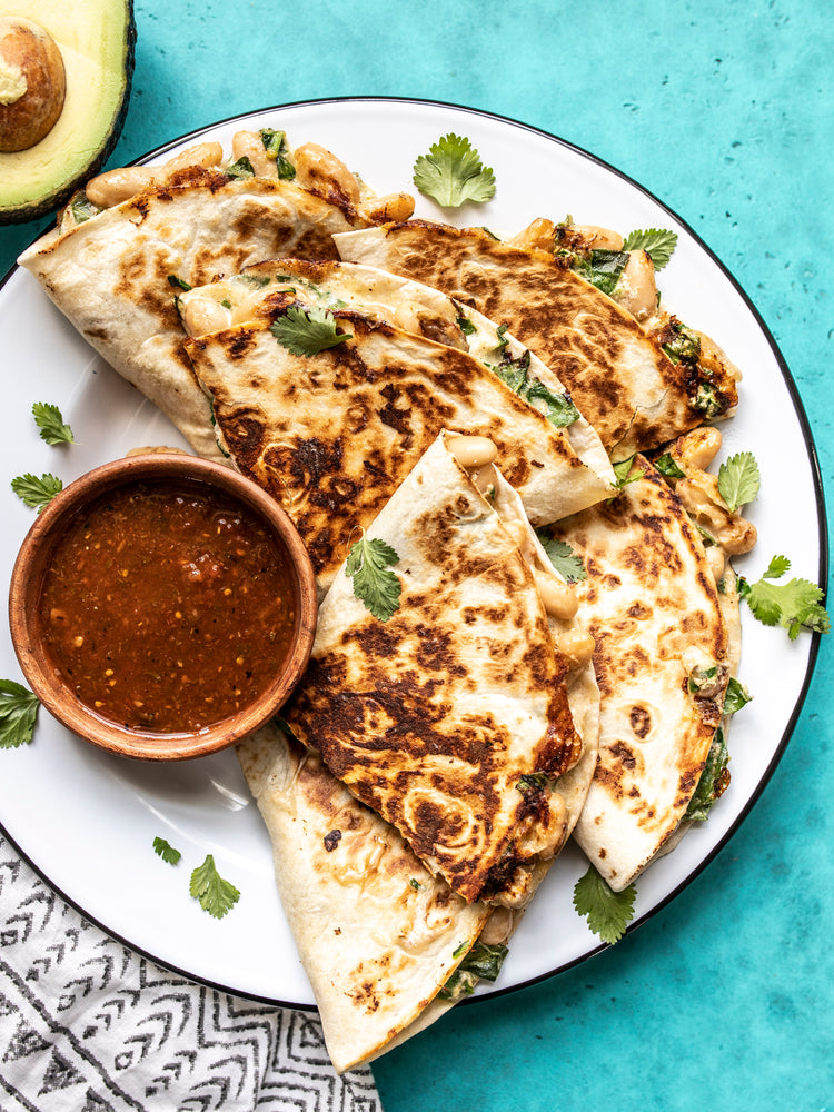
                  
                    Load image into Gallery viewer, Creamy White Bean and Spinach Quesadillas
                  
                