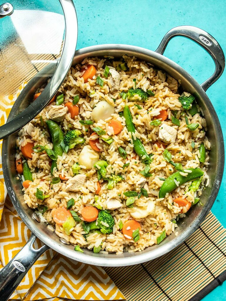 One Pot Teriyaki Chicken and Rice in the skillet