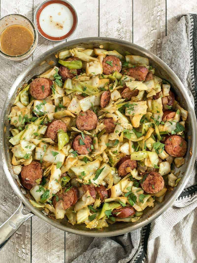 
                  
                    Load image into Gallery viewer, Kielbasa and cabbage skillet
                  
                