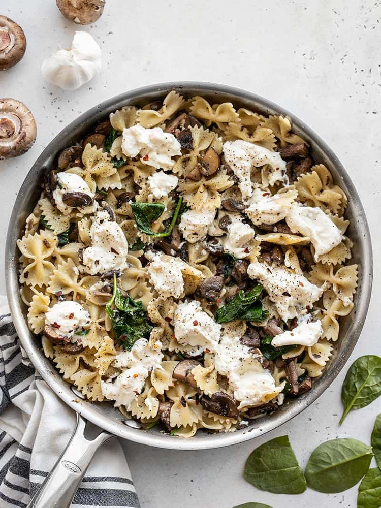 
                  
                    Load image into Gallery viewer, mushroom and spinach pasta with ricotta
                  
                
