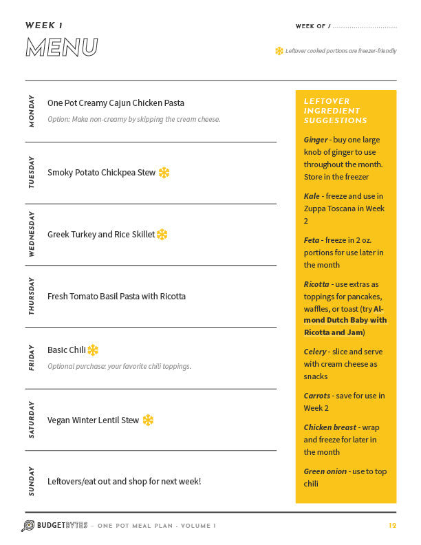 Meal Plans – Budget Bytes