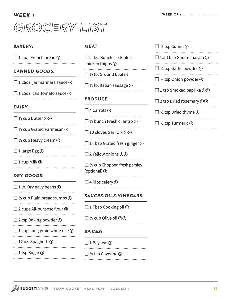 Slow Cooker Dinners Meal Plan Volume 1 Budget Bytes