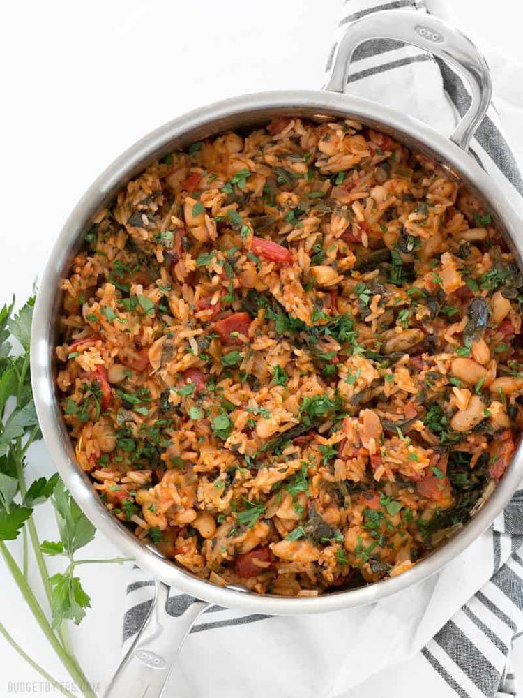 
                  
                    Load image into Gallery viewer, Tomato herb rice with white beans and spinach
                  
                
